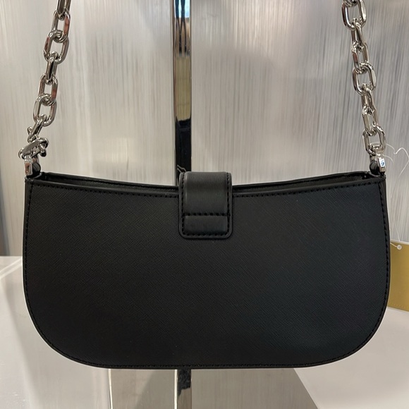 MICHAEL KORS CARMEN SMALL POUCHETTE SHOULDER CHAIN BAG BLACK/SILVER TONED - Picture 16 of 16